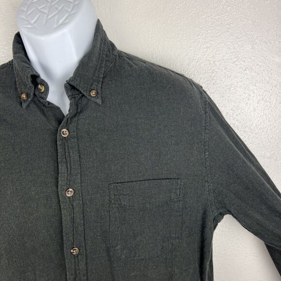 J Crew Button Down Shirt Men Large Grey Brushed Twill Slim Cotton Long Sleeve - Picture 8 of 12